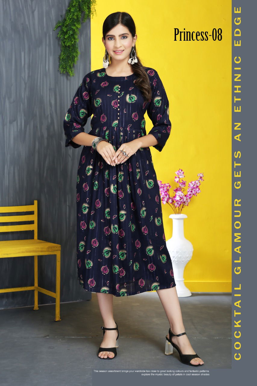 Princess 01 Latest Designer Casual Wear Rayon Anarkali Kurti Collection
